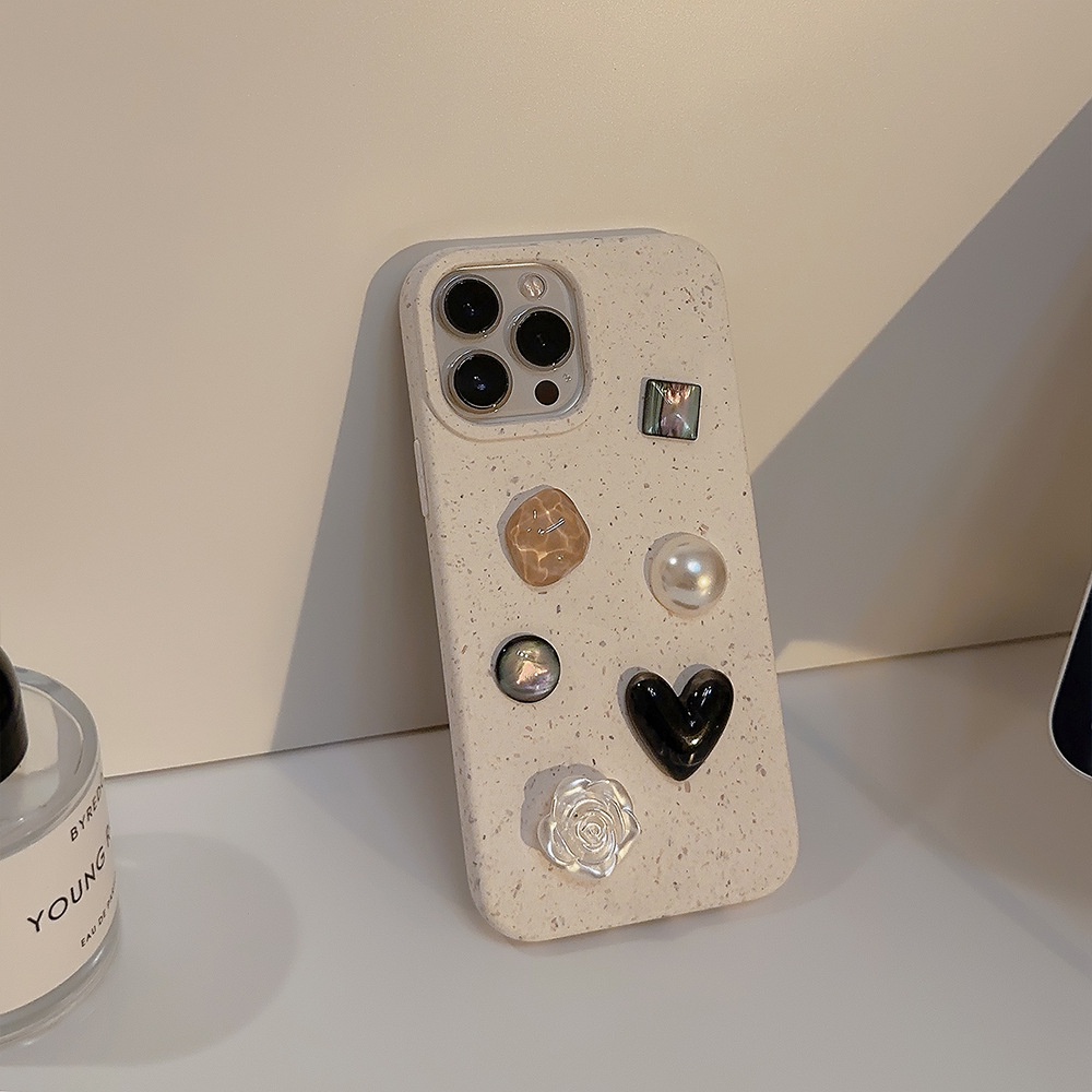 Ins Krem Hitam Camelia Permata Silikon Case Untuk Iphone SE 2020 7 /8 Plus 14x XR XM 11 12 MINI 13 PRO MAX Casing Cover Pelindung AT0303