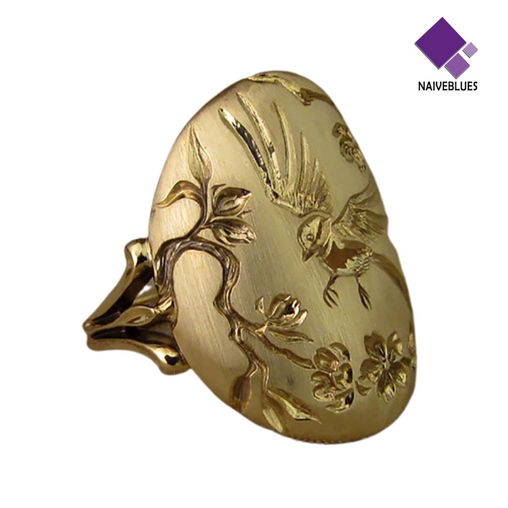 &lt; Naiveblues &gt; Cincin Wanita Vintage Indah Elegan Pertunangan Burung Dan Bunga Untuk Valentine