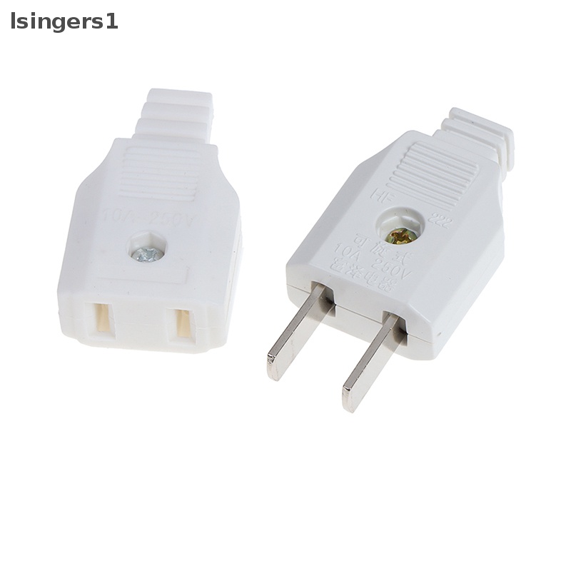 [lsingers1] Us 2pin Datar AC Listrik Power Male Plug Female Socket Outlet Adaptor Kawat Butik