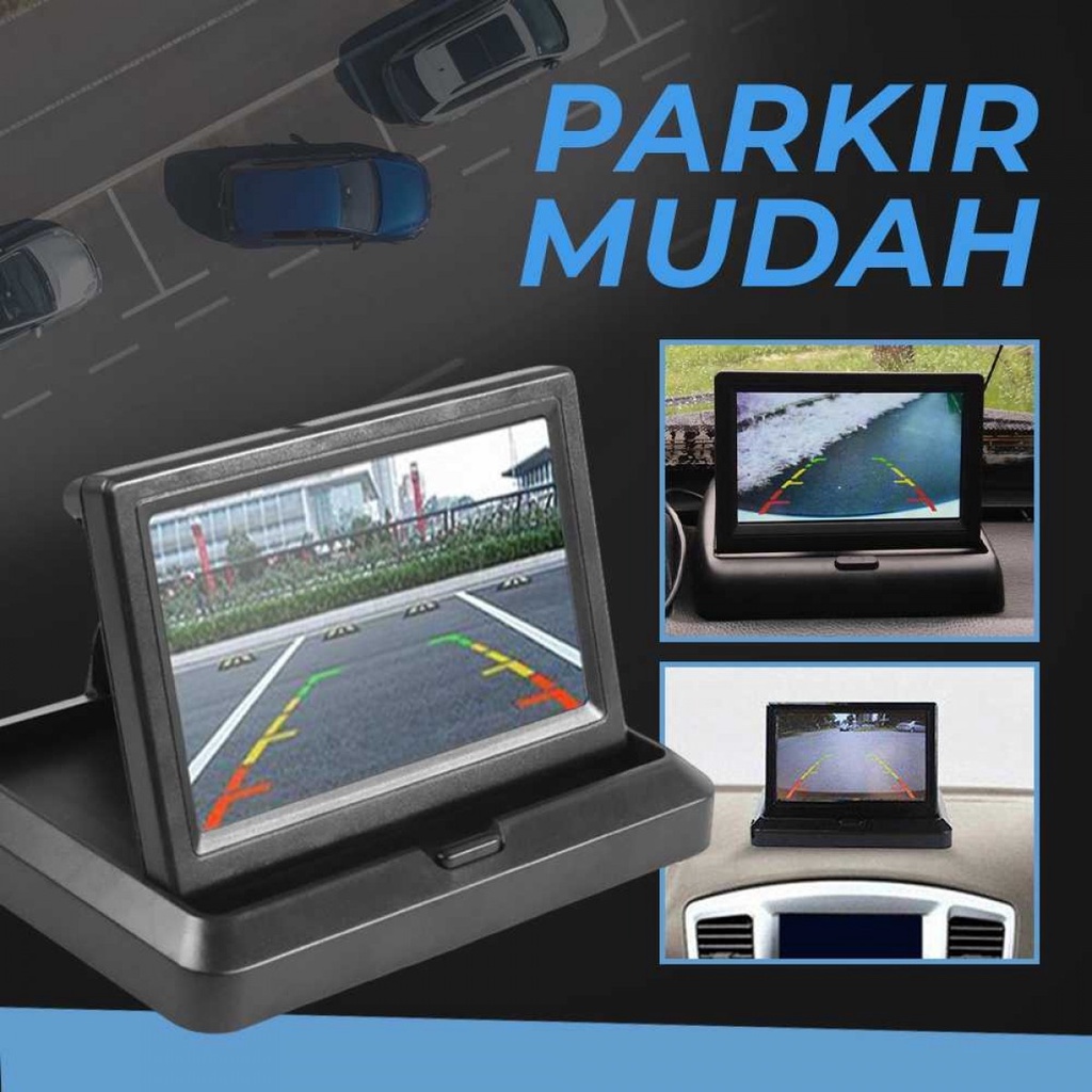 Monitor Kamera Parkir Mobil 5 Inch Lipat Rear View TFT LCD Foldable