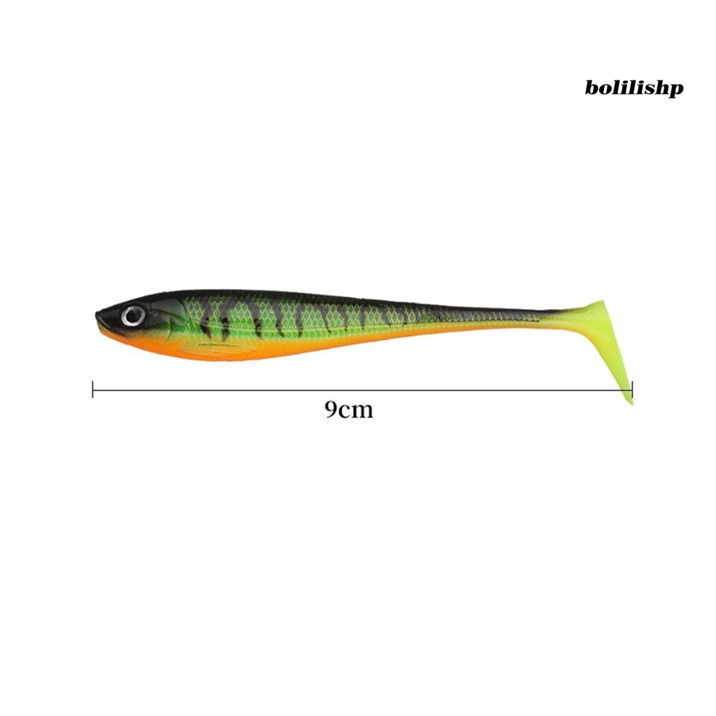 Bo-5pc 9cm Umpan Umpan 3D Fisheye Simulasi Desain Realistis Menggoda Angling Umpan Jalan Plastik T-tail Soft Lure Outdoor Fishing