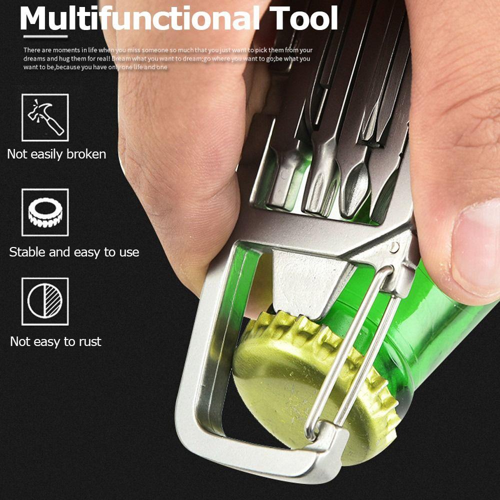 TOP Alat Kartu Outdoor Gantungan Kunci Multifungsi Stainless Steel Tahan Lama
