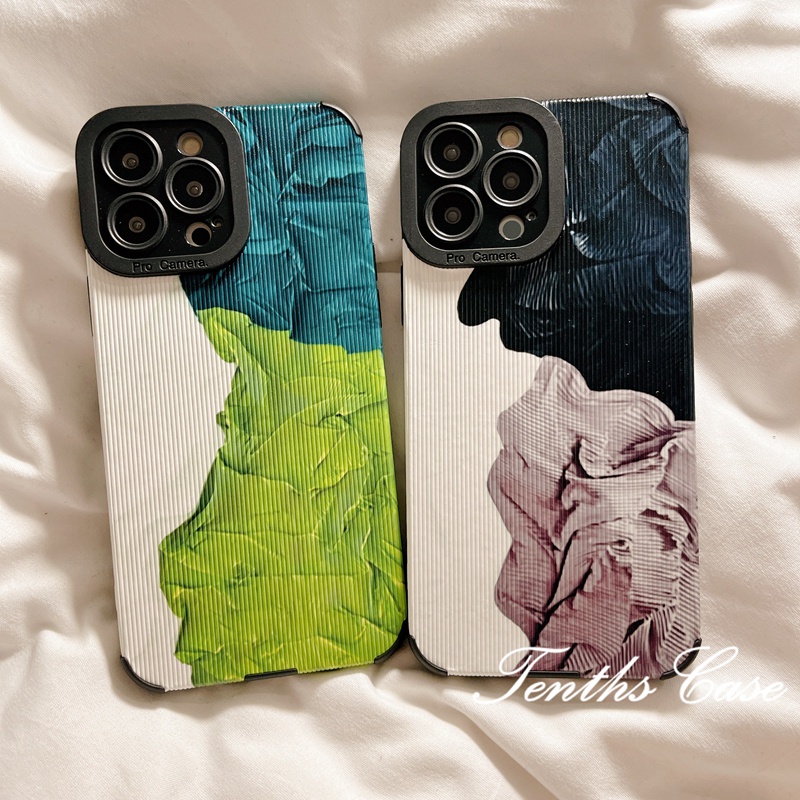 IPHONE Kompatibel Untuk Iphone14 13 12 11 Pro Max X XR Xs Max7 8 6 6s Plus SE 2020 2023 INS Gaya Lipit Motif Pita Ponsel Case Penutup Belakang