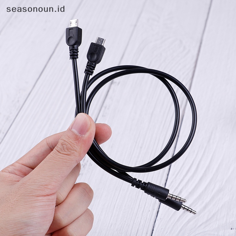 Seasonoun 2Pcs 3.5mm stereo male to micro USB male car AUX out cable Untuk Android samsung.