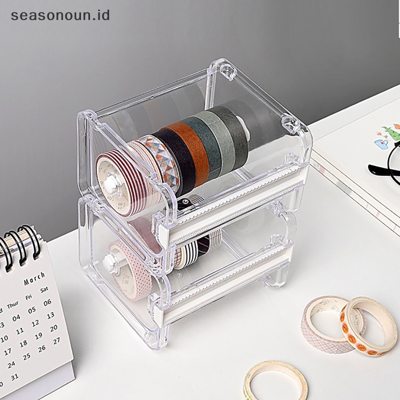 Seasonoun Tape Cutter Washi Tape Storage Organizer Pemotong Dispenser Lakban Kantor.