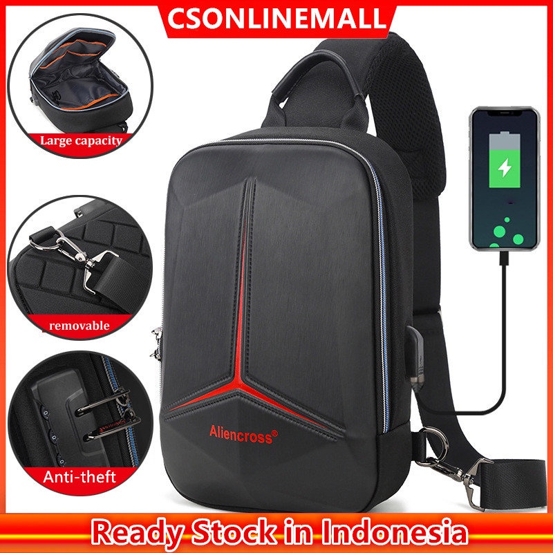 CSONLINEMALL Tas Selempang Pria Tas Pria PVC Anti-theft Crossbody Bag Pria