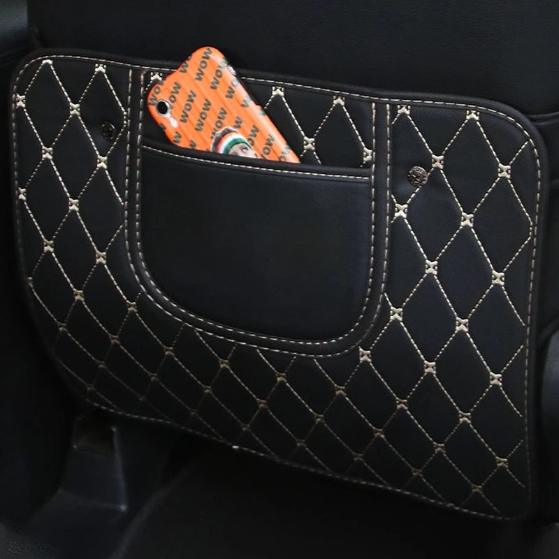 Tikar anti Tendangan Mobil Kulit PU auto seat back protector cover car rear seat organizer Dengan Kantong Penyimpanan Aksesoris interior