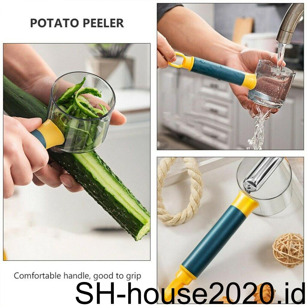 Collect Cup Peeler Stainless Steel Slicer Gadget Pengiris Dapur Dengan Kotak Penyimpanan Dengan Pegangan Peelers Aksesoris Kentang Buah