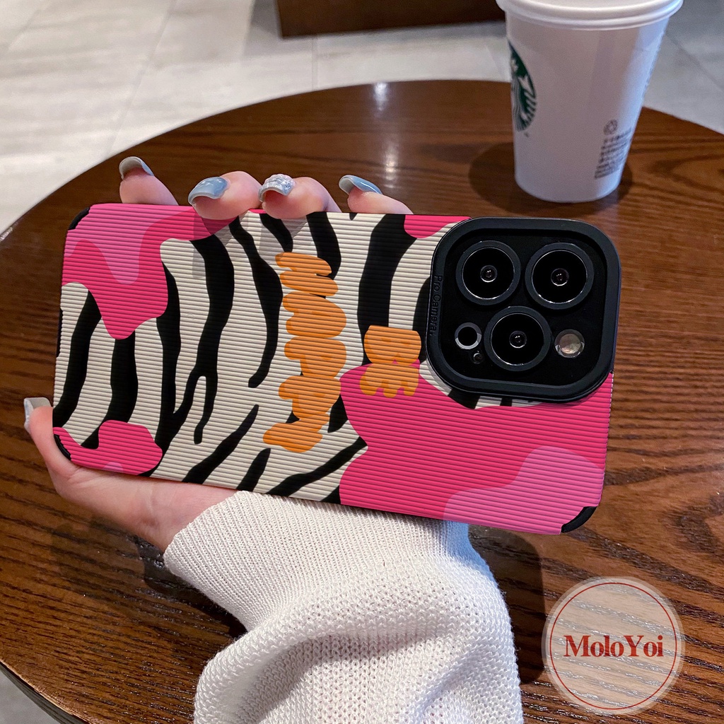 IPHONE Casing Motif Zebra Tekstur Kulit Mewah Untuk Iphone11 14 12 13 Pro Max 7Plus XR X XS Max8 7 Plus Shockproof Silikon Lembut Tpu Fashion Leopard Phone Cover