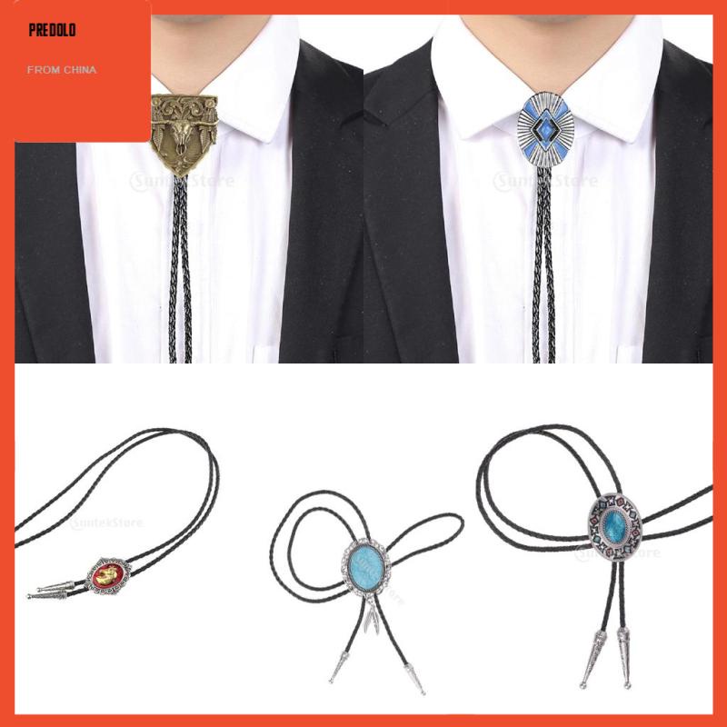 [Predolo] Retro Western Cowboy PU Leather Bolo Tie Kalung Asli