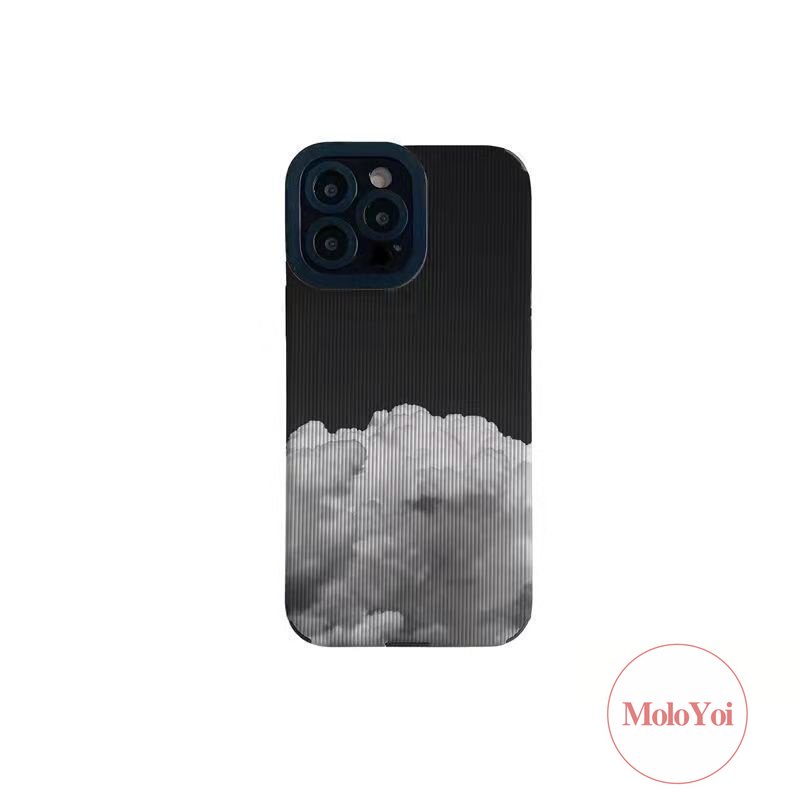 Shockproof Soft Tpu Case Kompatibel Untuk IPhone XR XS X Max11 14 13 12 Pro Max 8 7 Plus 11 Pro Max 7Plus Artistik Kreatif Awan Mewah Tekstur Kulit Ponsel Cover