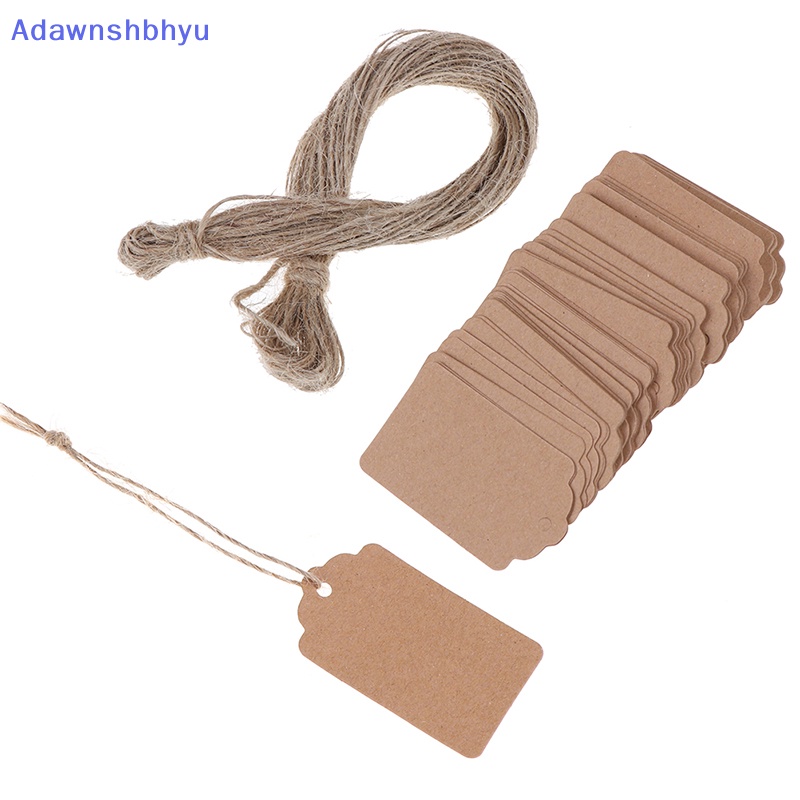 Adhyu 100Pcs Label Harga Perhiasan Kraft Kosong String Price Tag With String 20m ID