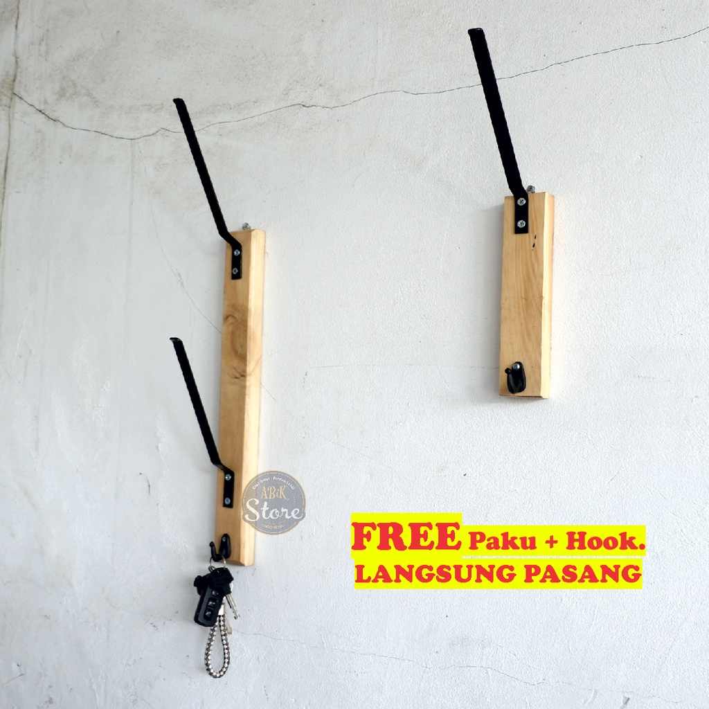 Rak Gantung Helm Kayu Besi - Gantungan Multifungsi untuk Susun Plat Besi dan Kayu Cantolan Gantungan Helm Dinding Estetik - Abik Store