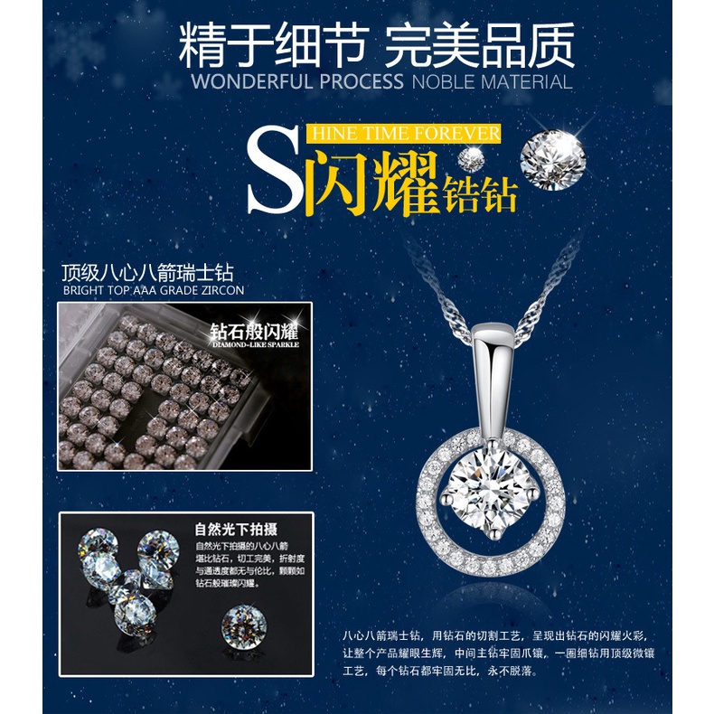 Goldkingdom Fashion Perhiasan Aksesoris Ready Stock Wanita Berlian Penuh Reincarnation Pendant Sederhana Pendek Sterling Silver Minimalis Rantai Tulang Selangka