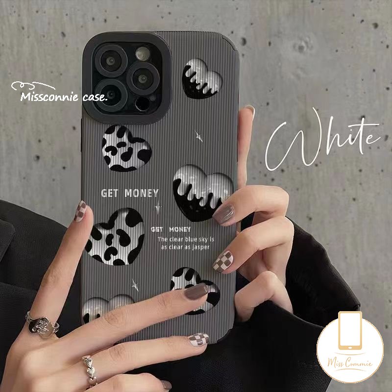 IPHONE Casing Ponsel Tekstur Kulit Mewah Kompatibel Untuk Iphone11 14 12 13 Pro Max7 8 Plus XR X XS MAX 7Plus Retro Cream Cinta Hati Shockproof Soft Silicone Tpu Cover