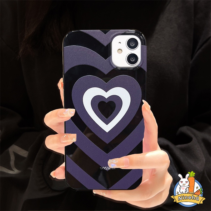 IPHONE Casing Kompatibel Untuk Iphone14 13 12 11 Pro Max X Xr Xs Max8 7 6 6s Plus SE 2020 Ins Fashion Glossy Hati Cinta Printing Full Cover Phone Case Bumper Shockproof Silikon Soft Case