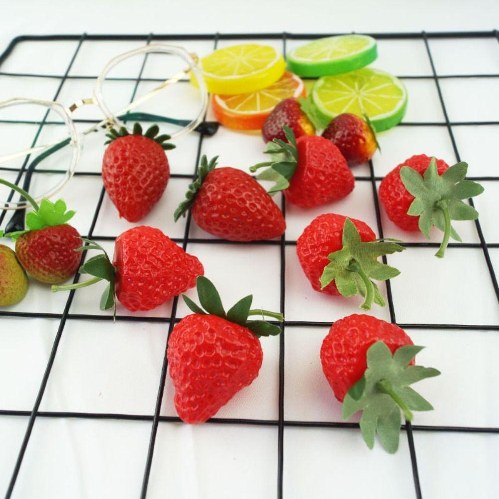 R-FLOWER 20pcs Artificial Strawberry Plastik Dekorasi Pernikahan Natal Mainan Anak