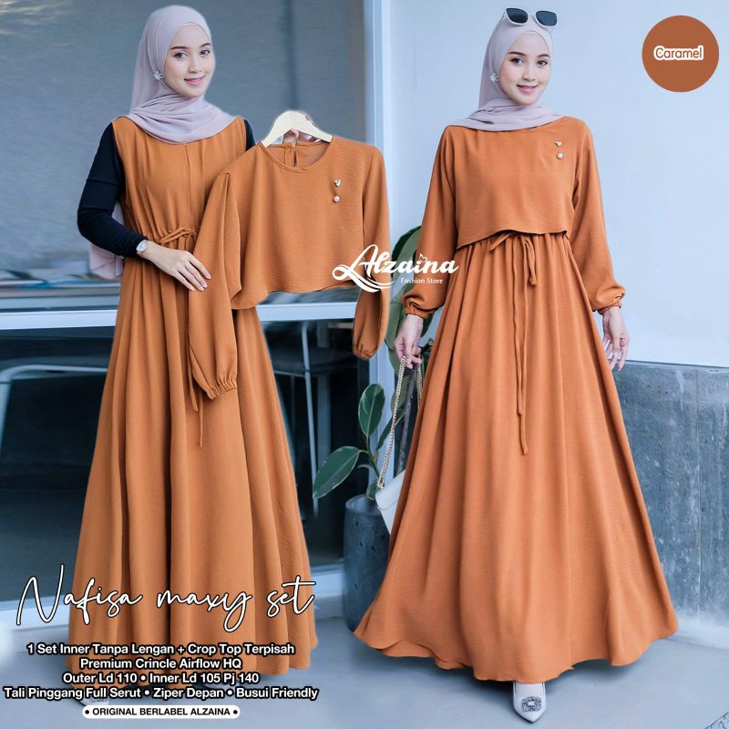 NAFISA Maxy Set 2in1 ORI ALZAINA | Busui, inner outer rok