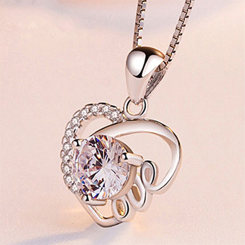 Goldkingdom Aksesoris Perhiasan Fashion Ready Stock925 Perak Disepuh Perempuan Berbentuk Hati Liontin Cinta Kalung