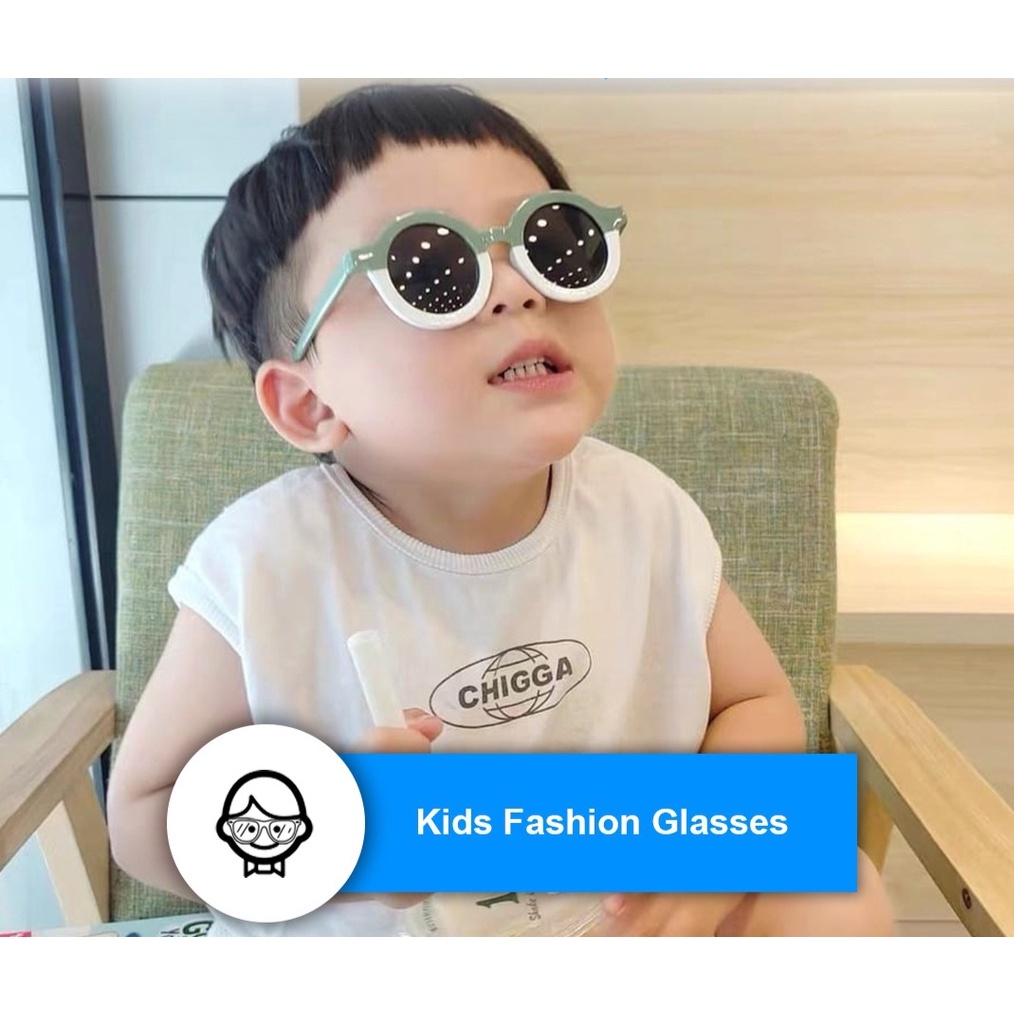 Kacamata Anak Fashion Anak Terbaru Bulat Kacamata Hitam Motif UV protection High Quality
