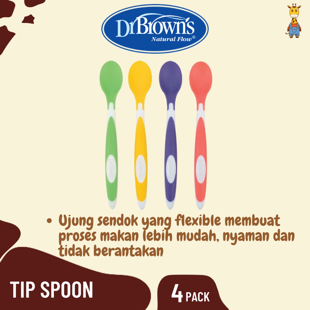 Dr.Brown's Soft - Tip Spoon, 4 Pack / Sendok makan bayi