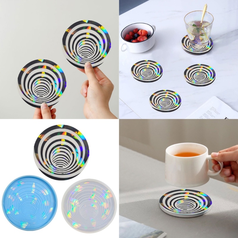 Siy DIY Coaster Cetakan Silikon Round Cup Pad Tatakan Gelas