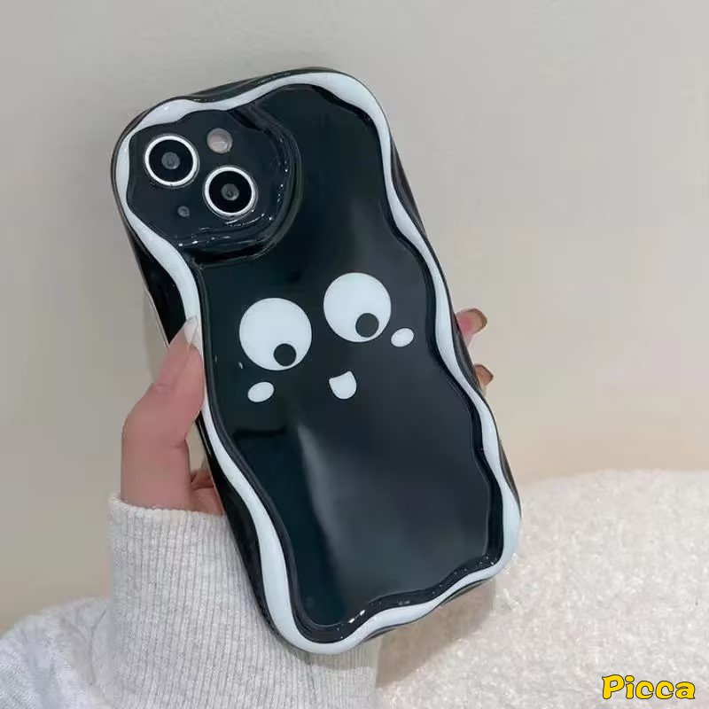 Untuk Realme C53 C35 C55 C30 5 9i 5i 7i 6i 5s C12 C31 C33 C25s C15 C21 C21Y C11 C25Y C20 C25 C3 C17 Simple Hitam Putih Motif Leopard Ekspresi Lucu 3D Wavy Curved Edge Soft Cover