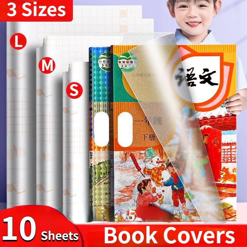 10pcs Set Cover Buku Transparan Buram Perekat Diri Tahan Air Tahan Lama/Matte Anti Gores Debu Pembungkus Textbook Film Tebal Untuk Pelajar