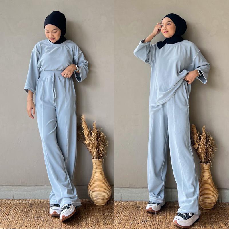 BEFAST - ZNF OOTD WANITA ONESET REVA / Set Milo Knit RIB / Fashion Wanita Remaja ABG Trendy / Oneset Wanita Keluaran Terbaru / OOTD Wanita Ala Korean Style / Pakaian Kekinian Remaja Wanita / Outfit Daily Wanita Hijab Simple / Setelan Polos Formal