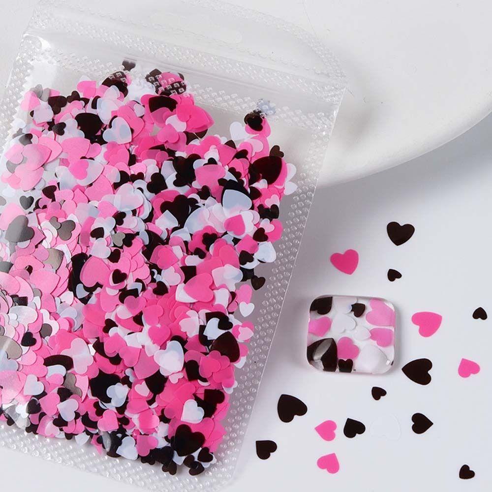 Needway Bintang Kuku Payet Wanita Hitam Pink Cinta Hati Kupu-Kupu Kelinci Nail Art Patchs Nail Glitter Flakes