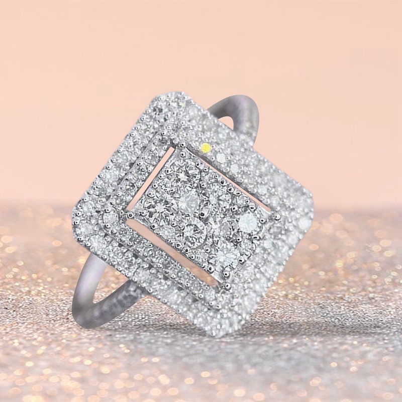 Modern Geometris Bentuk Persegi Cincin Untuk Wanita Mewah Hias Bling Kristal CZ Fashion Serbaguna Lady's Rings Pesta Perhiasan