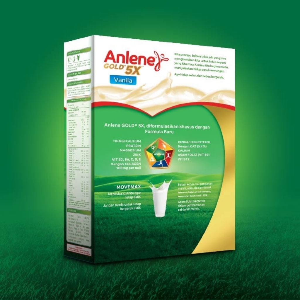Anlene Gold 5X Susu Bubuk Dewasa Vanila 2 x 170g - Nutrisi Tinggi Kalsium Untuk Tulang, Sendi, dan Otot