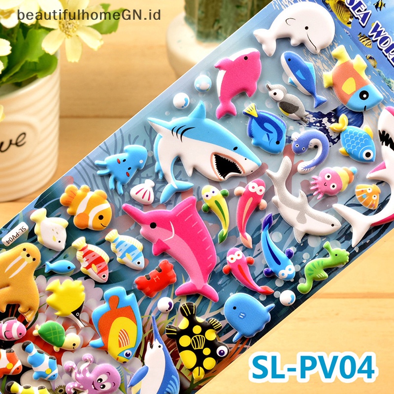 {Cantik} Ikan Hiu Lumba Lumba Stereo Bubble Sticker Diary Stiker Dekor Alat Tulis~