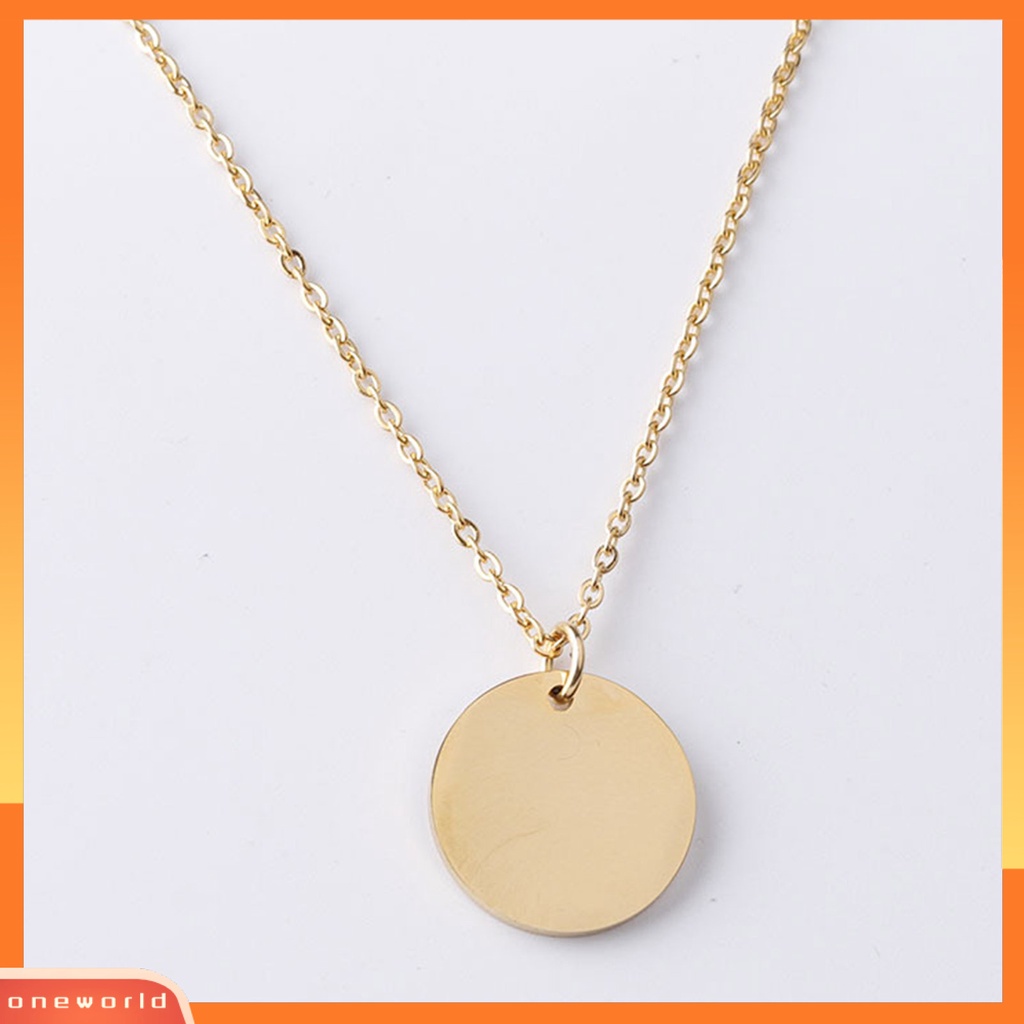 [ONE] Unisex Kalung Bulat Liontin Permukaan Halus Pria Wanita DIY Kilau Cerah Liontin Kalung Perhiasan Hadiah