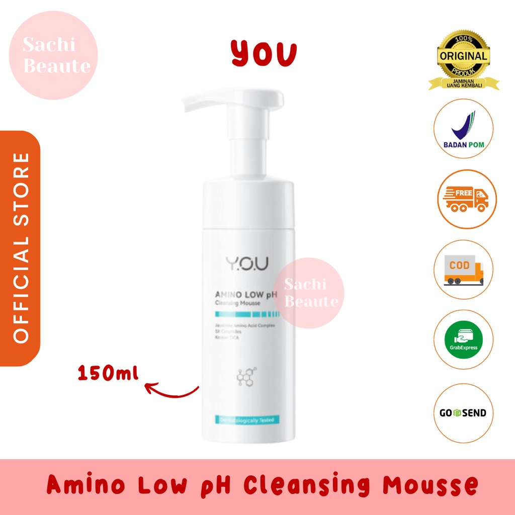 YOU Amino Low pH Cleansing Mousse 150ml 5×Ceramides Pembersih Wajah Facial Cleanser