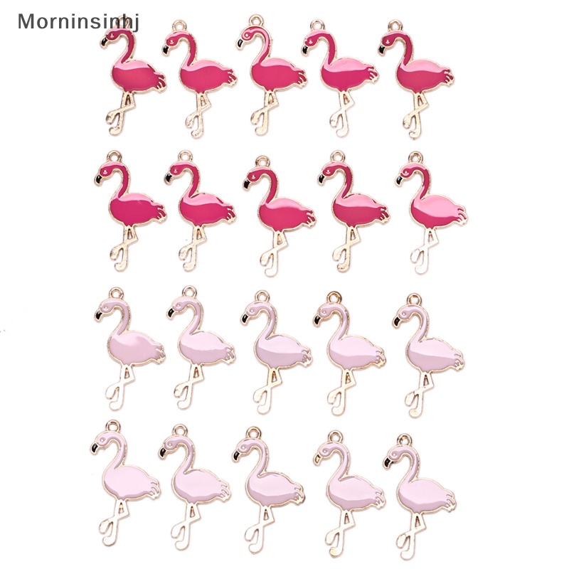 Mornin 10PCS/Lot Alloy Enamel Flamingo Ch Pedants Kerajinan Temuan Perhiasan DIY Hadiah id