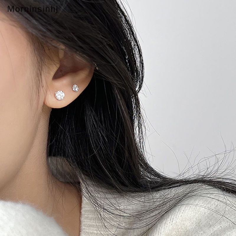 Mornin 1pasang 3/4/5mm Crystal Zircon Ear Studs Earrings Untuk Wanita Stainless steel Tulang Rawan Helix Telinga Tulang Kuku Telinga Perhiasan Hadiah id