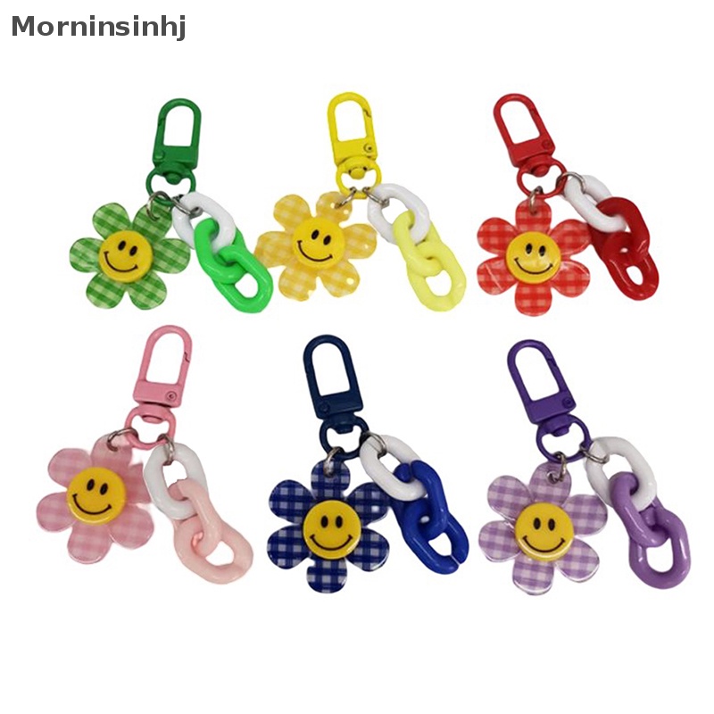 Mornin Warna-Warni Lucu Smiley Face Bunga Gantungan Kunci Ransel Liontin Gantungan Kunci Aksesoris Hadiah id