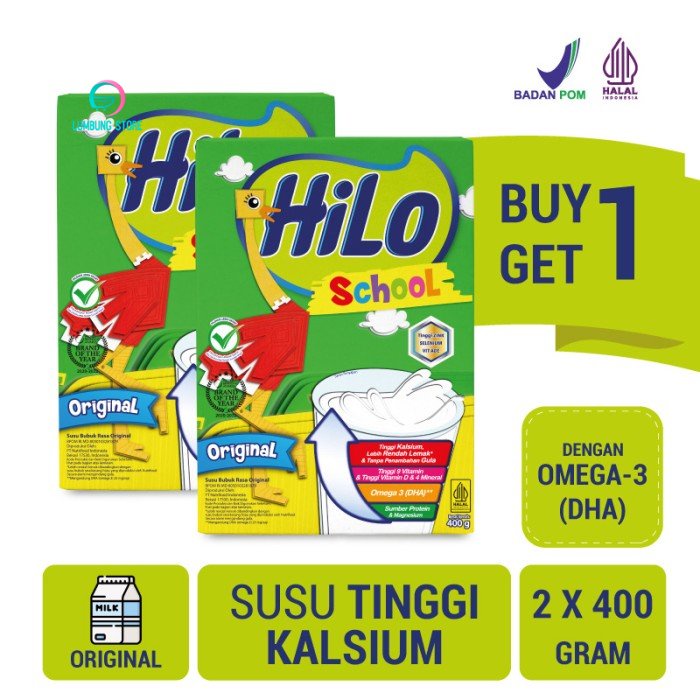 

Twin Pack: HiLo School Original 400gr - Susu Tinggi Kalsium
