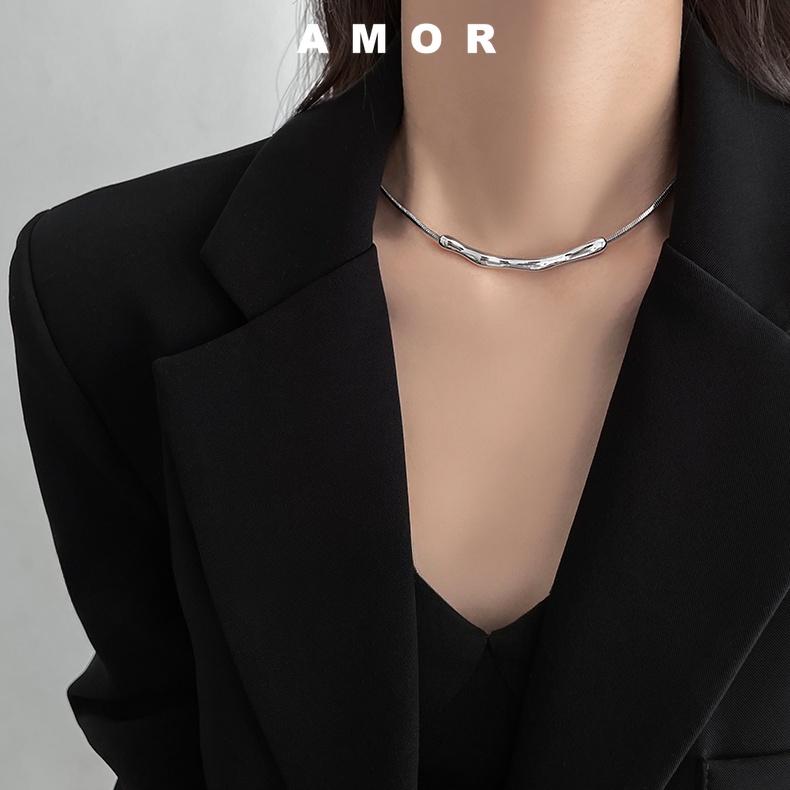 Musim Panas Gaya Korea Logam Tidak Teratur Liontin Kalung Wanita Kerah Rantai Neckchain