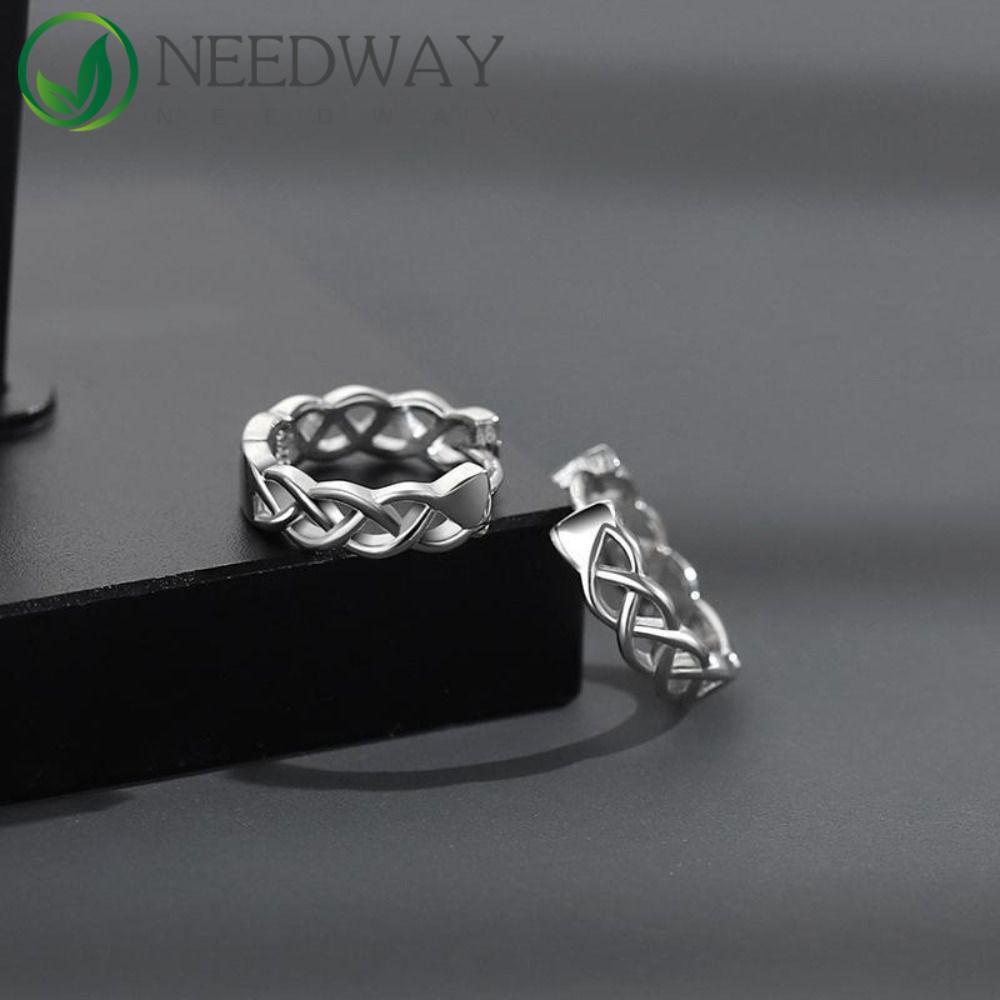 Needway  Pria Hoop Earrings Hadiah Kreatif Wanita Pesta Ear Buckle Silver Plate Celtic Knot Earrings