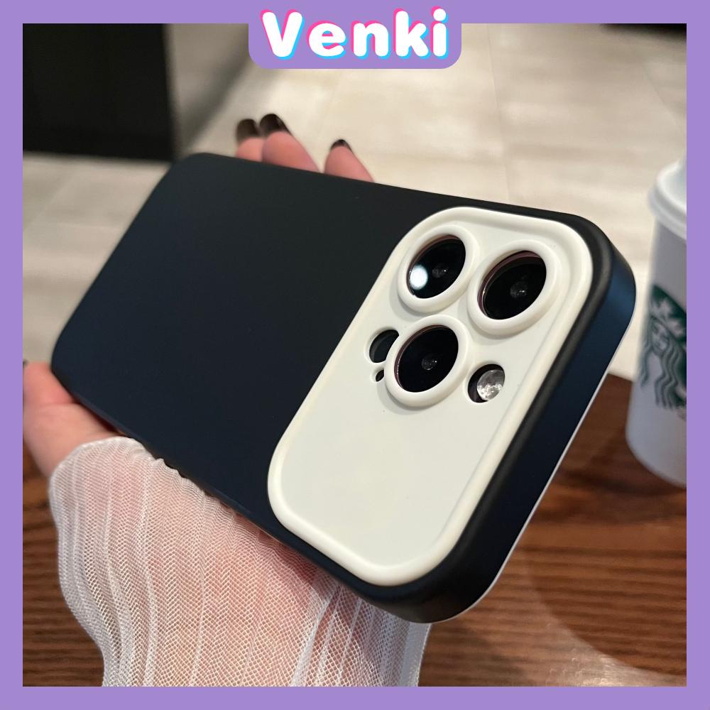 VENKI - Untuk iPhone 11 Case 2 in 1 Soft Case Acrylic Hard Case Ramah Kulit Penutup Kamera Sederhana Pelindung Layar Oranye Putih Hitam Untuk iPhone 14 Pro Max 13 Pro max 12 Pro Max XR