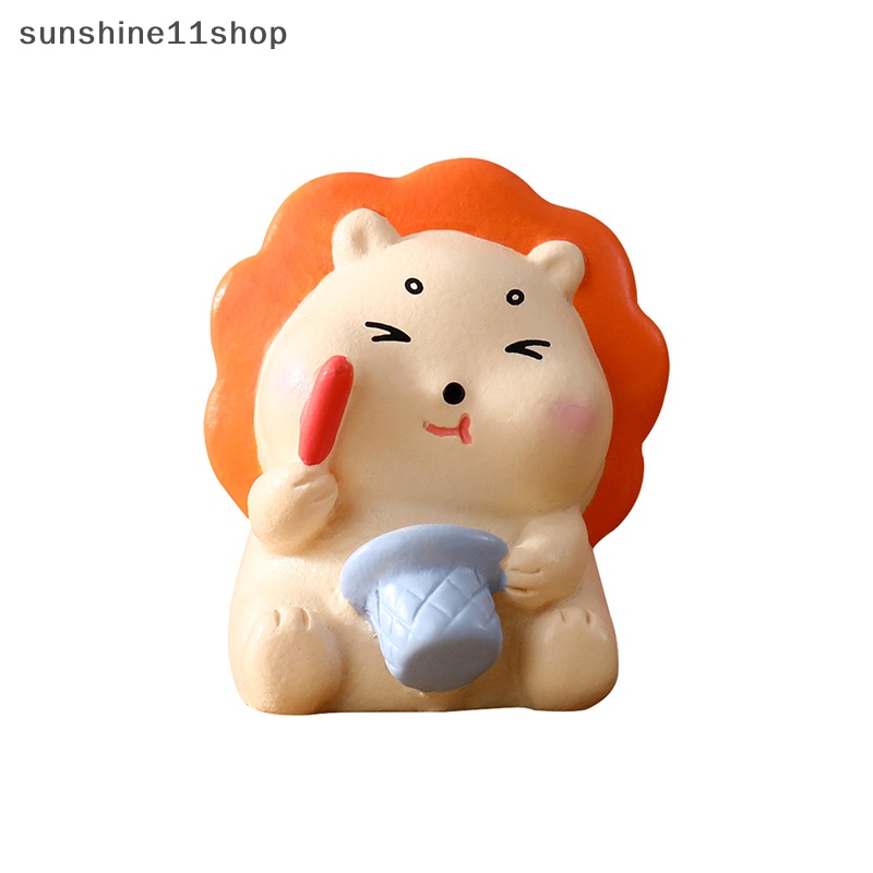Sho Patung Mini Hewan Lucu Kartun Singa Kecil Sirkus Kerajinan Ornamen Lanskap Mikro Untuk Dekorasi Rumah Dekorasi Desktop N