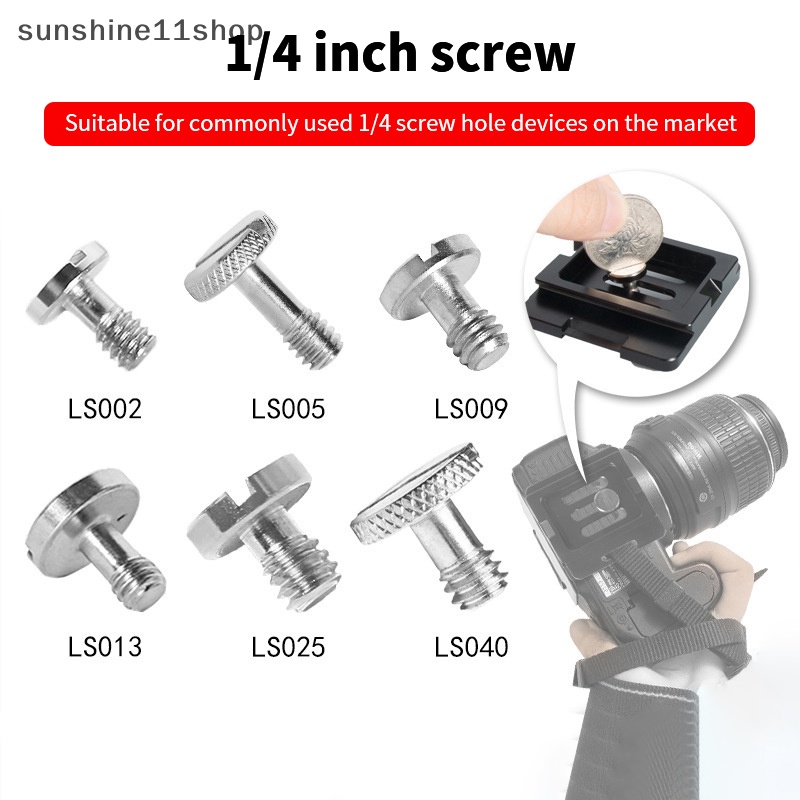 Sho Set Sekrup Kamera High Quality1/4 Inch Quick Release Plate Screw Aksesoris DSLR Tripod Mount Adapter Untuk Kamera DSLR Tripod N