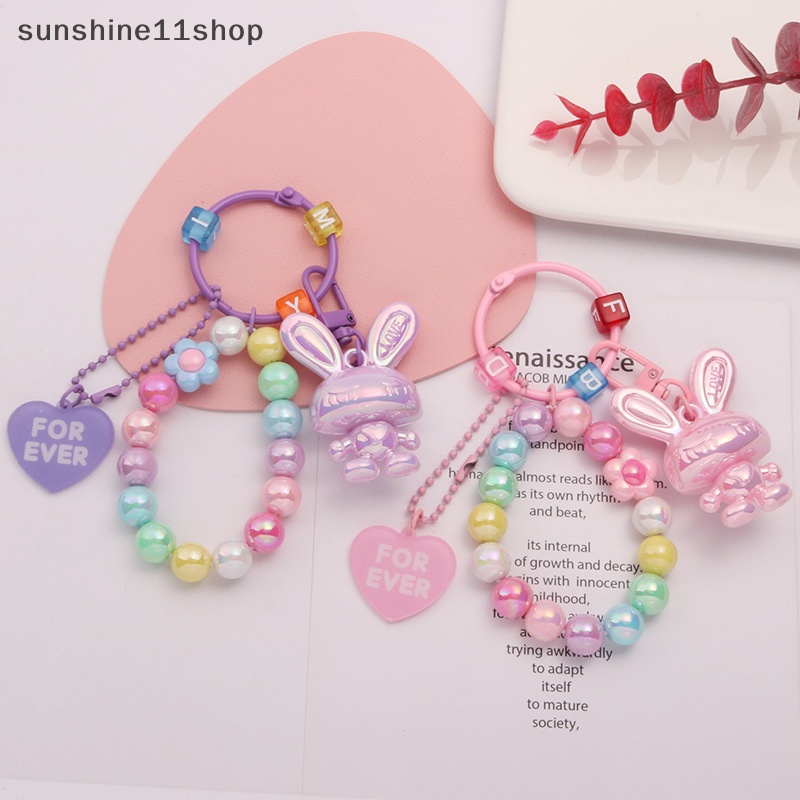 Sho Lucu Bebek Permen Warna Gantungan Kunci Smile Beads Key Chain Wanita Dompet Ransel Huruf Shell Liontin Untuk Airpods Pro N