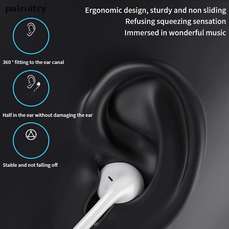 Prt Headphone Kabel Dengan Mikrofon 3.5mm Earphone Plug In-Ear Headphone Musik Earplug Headphone Ergonomis Untuk Smartphone PRT