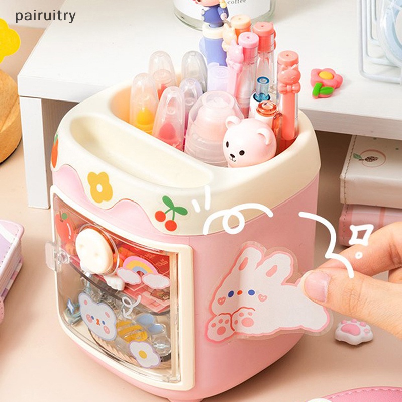 Prt Kawaii Kotak Penyimpanan Babi Kapasitas Besar Tempat Pulpen Kamar Tidur Kamar Mandi Kotak Organizer Alat Tulis Kantor Sekolah Makeup Brush Bucket PRT