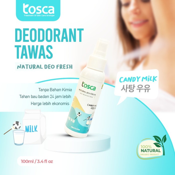 TOSCA Natural Deodorant Spray 100ml -Tosca Deodorant Tawas Cair Ampuh Mencegah Bau Ketiak Bau Badan Non Alkohol | PEMUTIH KETIAK