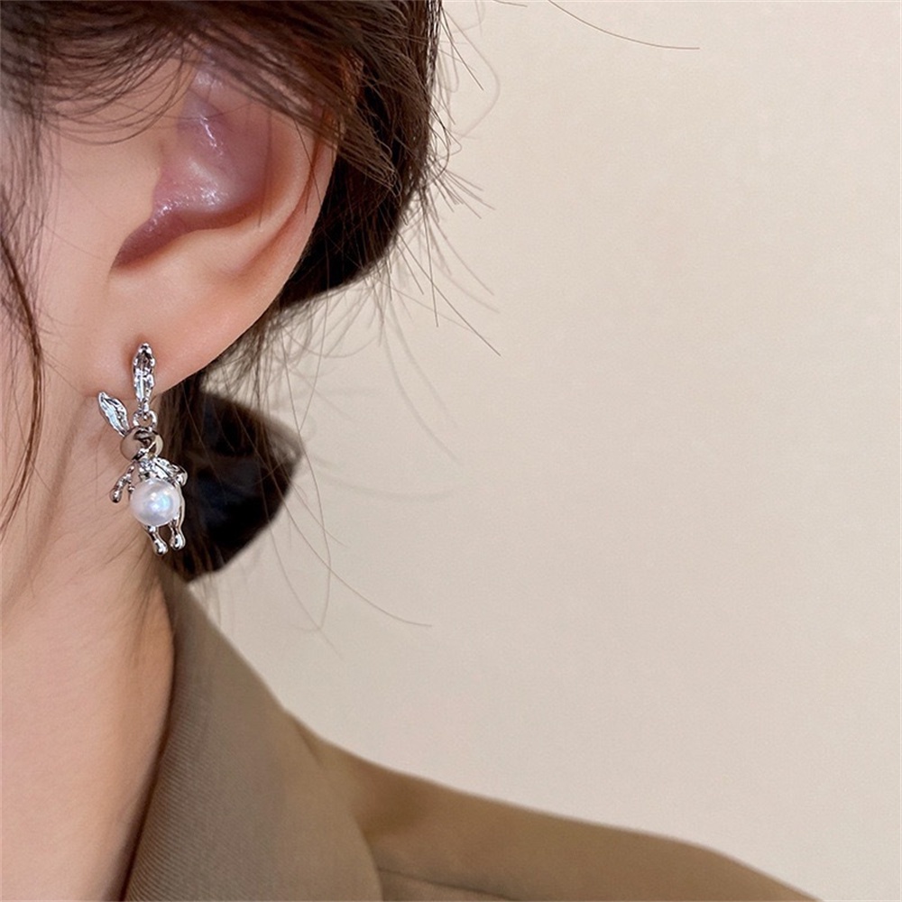 Anting Mutiara Kelinci Unik Temperamen Wanita Gadis Studs Earring Perhiasan Aksesoris