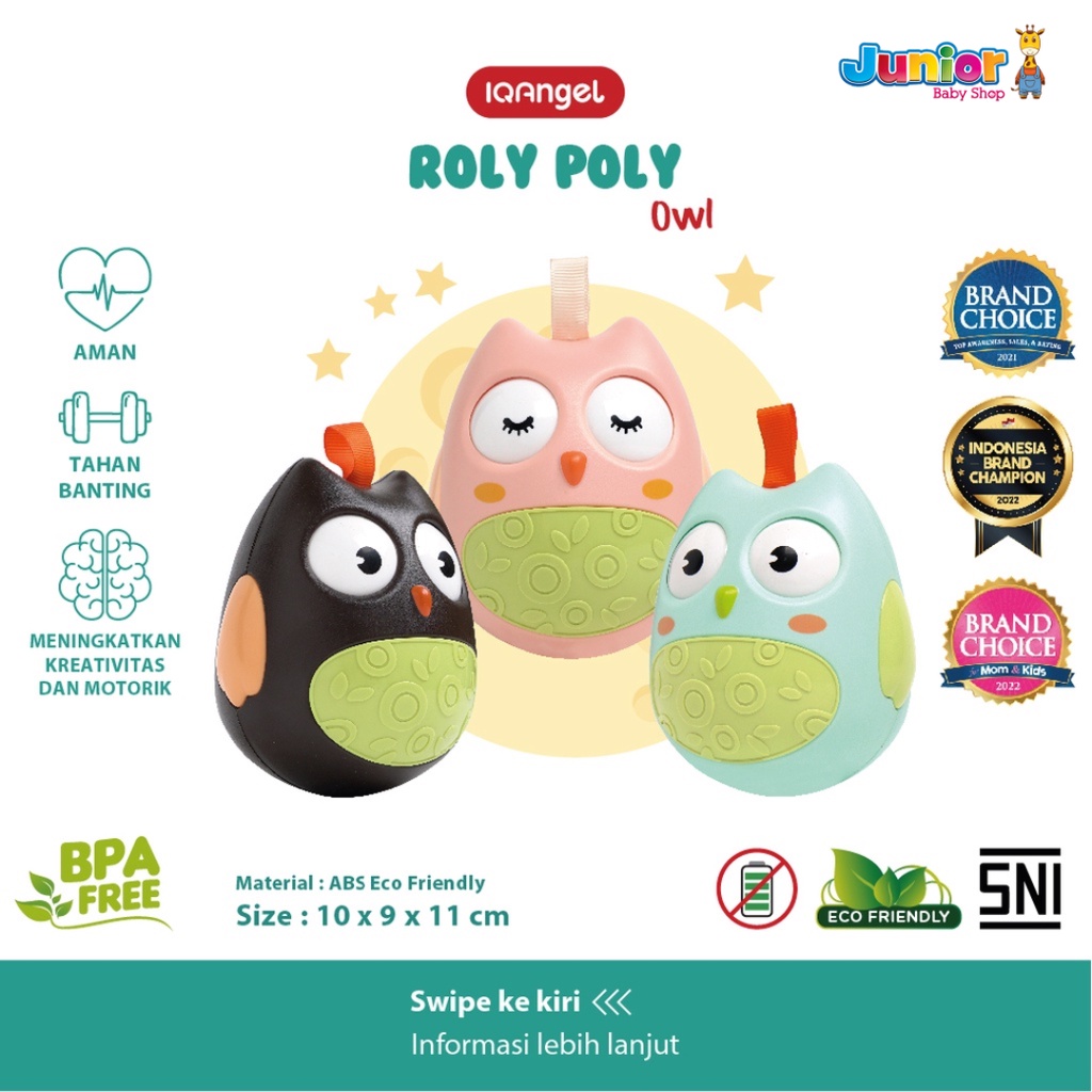 IQAngel Roly Poly Owl Toys / Rattle mainan Bayi / Mainan Kerincingan Bayi / Mainan Edukasi Bayi